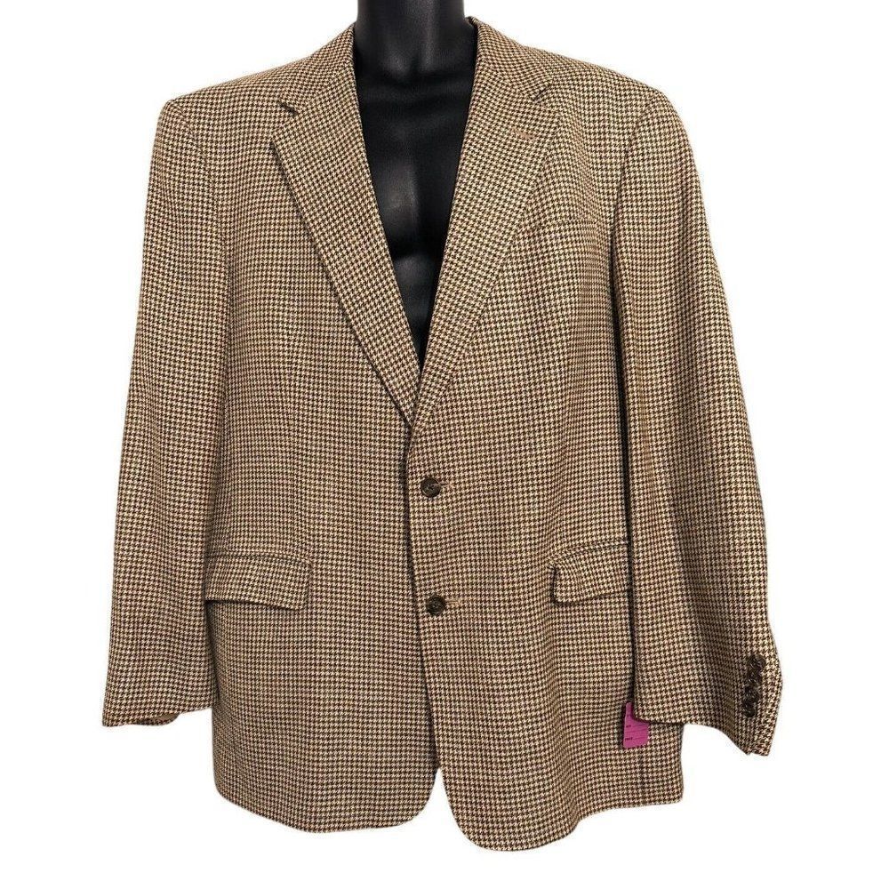 Burberrys Mens Houndstooth Suit  Blazer Jacket  Made in USA Size 44-  L #1148